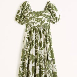 Abercrombie & Fitch Emerson Poplin Puff Sleeve Midi Dress